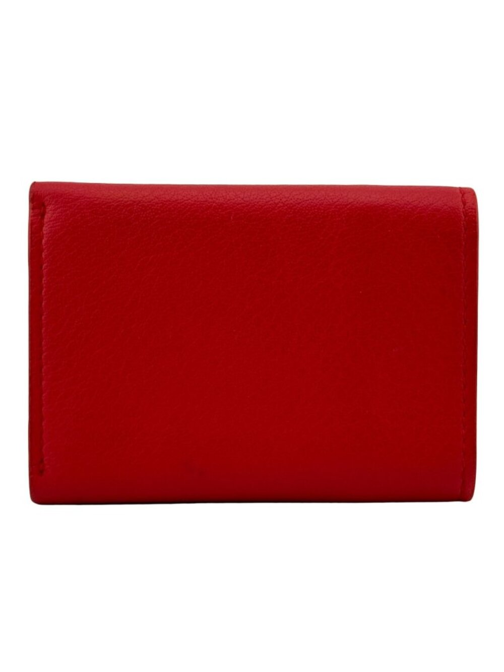 Balenciaga Paper Mini Wallet Trifold Compact Leather Red Silver